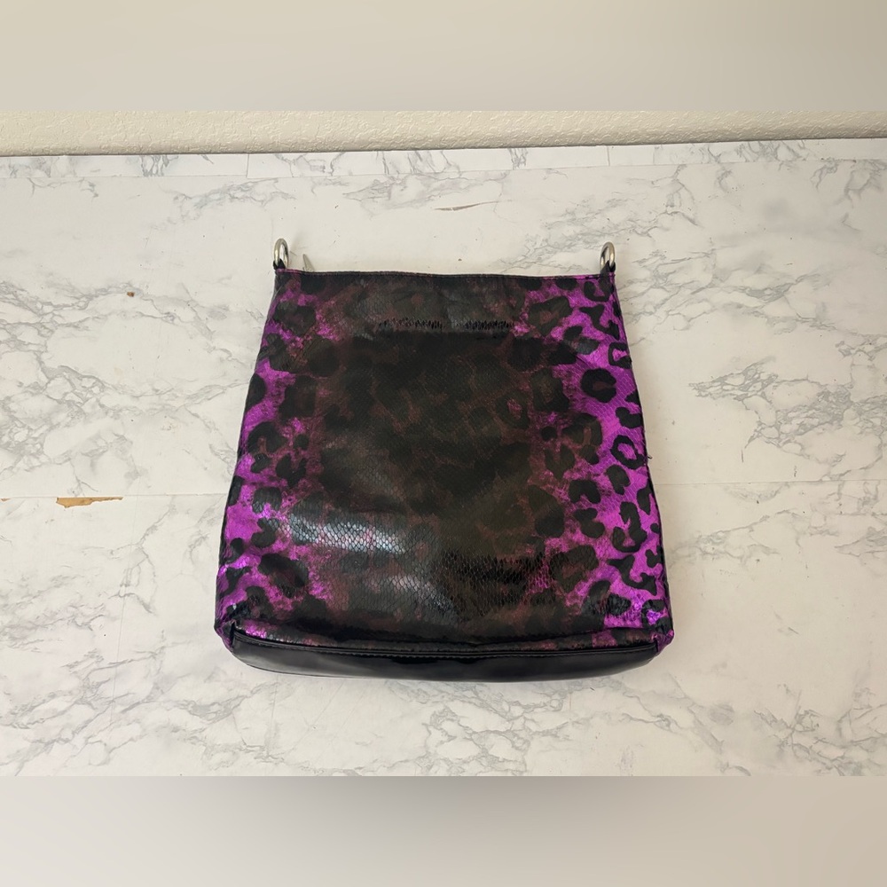 Betsey Johnson Purse Faux Snakeskin Bag Betseyville Purple Pink No Strap - Picture 3 of 7